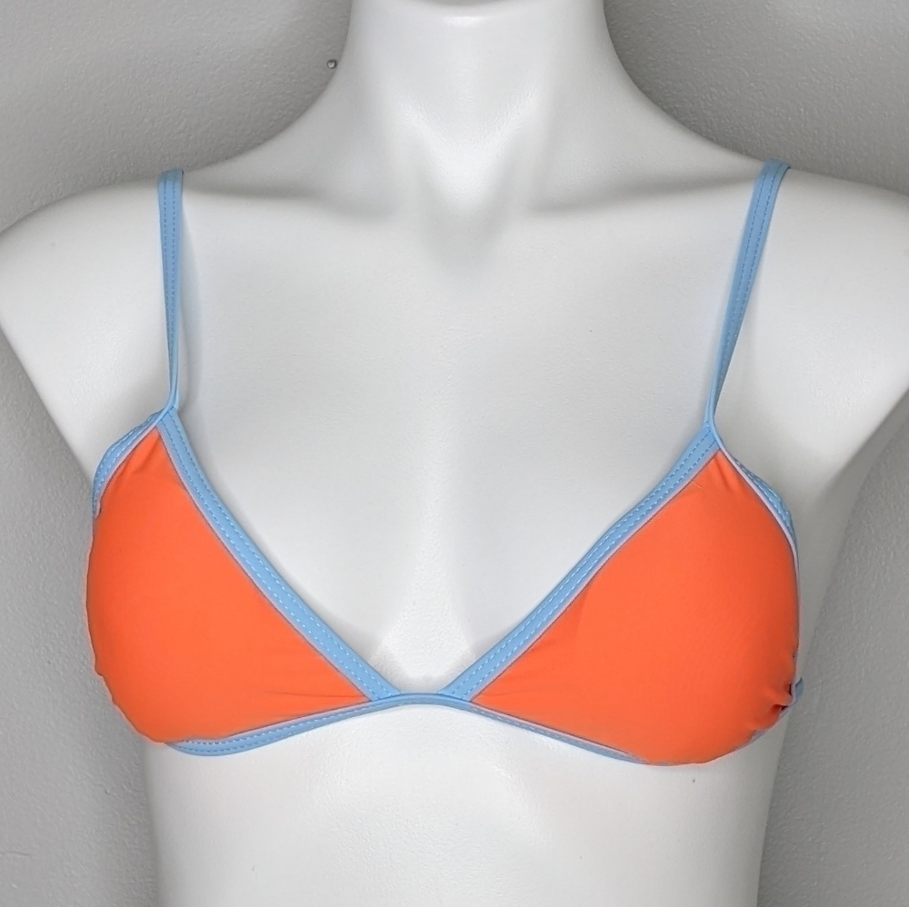 ✨3/$15 Unbranded orange blue strappy bikini top S